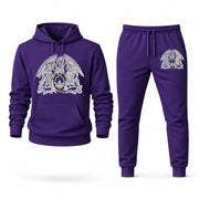 Men's Queen Hoodie Joggers Set - Purple digital placement mockup