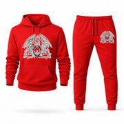 Men's Queen Hoodie Joggers Set - Red digital placement mockup