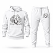 Men's Queen Hoodie Joggers Set - White digital placement mockup