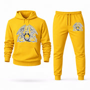Men's Queen Hoodie Joggers Set - Yellow digital placement mockup
