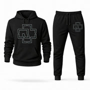 Men's Rammstein Hoodie Joggers Set - Black digital placement mockup