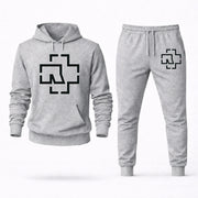 Men's Rammstein Hoodie Joggers Set - Grey digital placement mockup