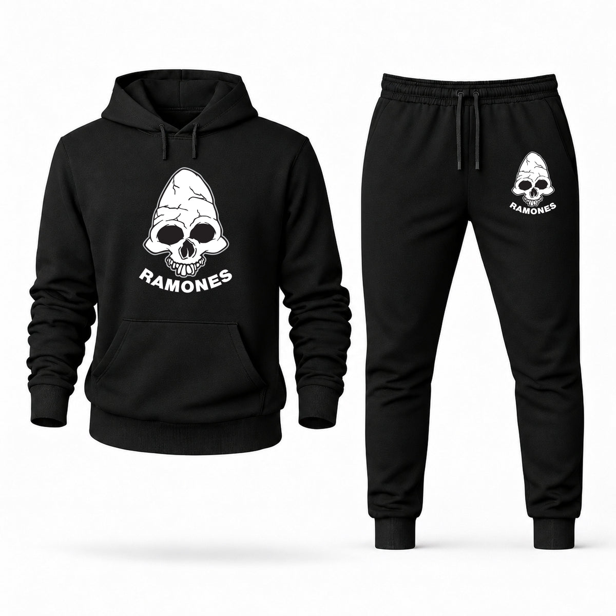 Men's Ramones Hoodie Joggers Set - Black digital placement mockup