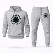 Men's Red Hot Chili Peppers Hoodie Joggers Set - Grey digital placement mockup
