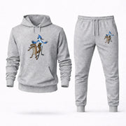 Men's Regular Show Hoodie Joggers Set - Grey digital placement mockup
