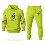 Men's Regular Show Hoodie Joggers Set - Lime Green digital placement mockup