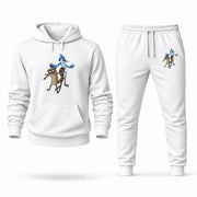 Men's Regular Show Hoodie Joggers Set - White digital placement mockup
