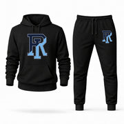 Men's Rhode Island Hoodie Joggers Set - Black digital placement mockup