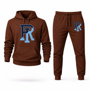 Men's Rhode Island Hoodie Joggers Set - Brown digital placement mockup