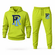 Men's Rhode Island Hoodie Joggers Set - Lime Green digital placement mockup