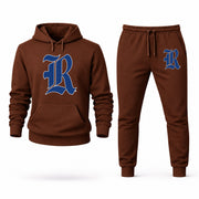 Men's Rice Hoodie Joggers Set - Brown digital placement mockup