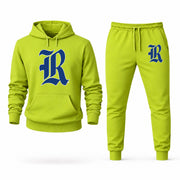 Men's Rice Hoodie Joggers Set - Lime Green digital placement mockup