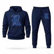 Men's Rice Hoodie Joggers Set - Navy digital placement mockup