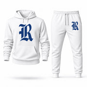 Men's Rice Hoodie Joggers Set - White digital placement mockup