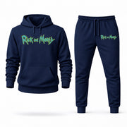Men's Rick and Morty Hoodie Joggers Set - Navy digital placement mockup