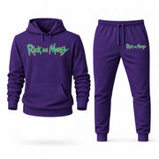 Men's Rick and Morty Hoodie Joggers Set - Purple digital placement mockup