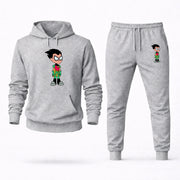 Men's Robin Hoodie Joggers Set - Grey digital placement mockup