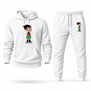 Men's Robin Hoodie Joggers Set - White digital placement mockup