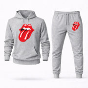 Men's Rolling Stones Hoodie Joggers Set - Grey digital placement mockup