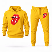 Men's Rolling Stones Hoodie Joggers Set - Yellow digital placement mockup