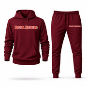 Men's Royal Enfield Hoodie Joggers Set - Burgundy digital placement mockup