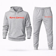 Men's Royal Enfield Hoodie Joggers Set - Grey digital placement mockup