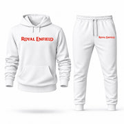 Men's Royal Enfield Hoodie Joggers Set - White digital placement mockup