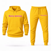 Men's Royal Enfield Hoodie Joggers Set - Yellow digital placement mockup