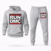 Men's Run DMC Hoodie Joggers Set - Grey digital placement mockup