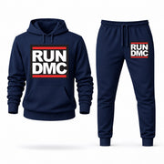 Men's Run DMC Hoodie Joggers Set - Navy digital placement mockup
