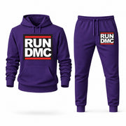 Men's Run DMC Hoodie Joggers Set - Purple digital placement mockup