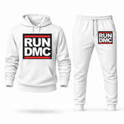 Men's Run DMC Hoodie Joggers Set - White digital placement mockup