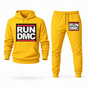 Men's Run DMC Hoodie Joggers Set - Yellow digital placement mockup