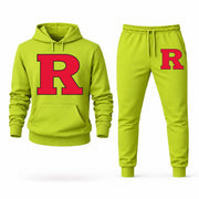 Men's Rutgers Hoodie Joggers Set - Lime Green digital placement mockup