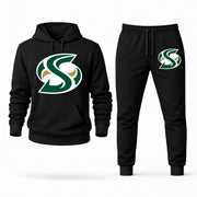 Men's Sacramento State Hoodie Joggers Set - Black digital placement mockup