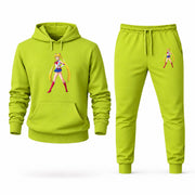Men's Sailor Moon Hoodie Joggers Set - Lime Green digital placement mockup