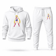 Men's Sailor Moon Hoodie Joggers Set - White digital placement mockup