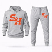 Men's Sam Houston Hoodie Joggers Set - Grey digital placement mockup