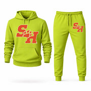 Men's Sam Houston Hoodie Joggers Set - Lime Green digital placement mockup