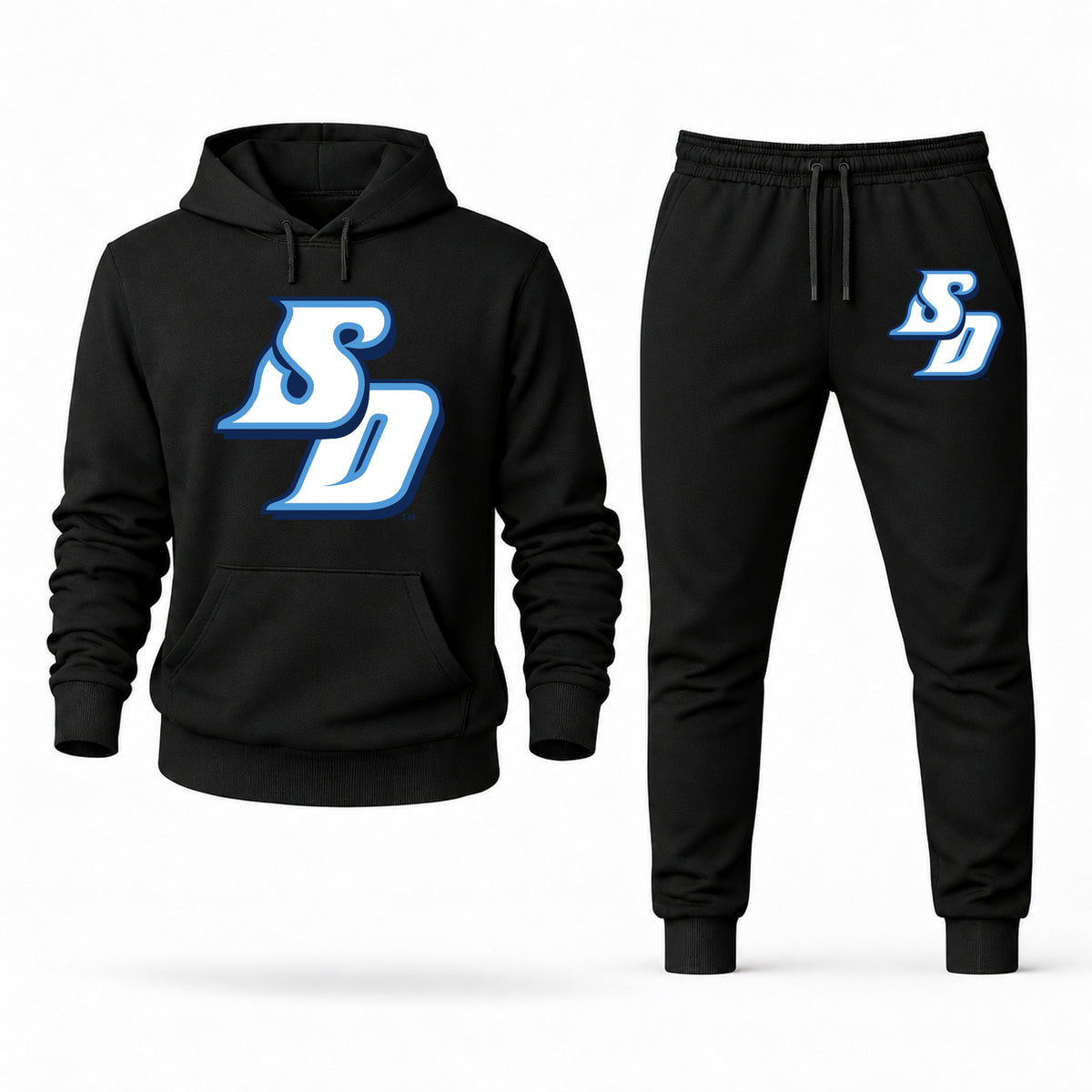 Men's San Diego Hoodie Joggers Set - Black digital placement mockup