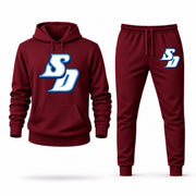 Men's San Diego Hoodie Joggers Set - Burgundy digital placement mockup