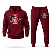 Men's San Diego State Hoodie Joggers Set - Burgundy digital placement mockup