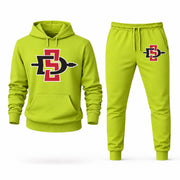 Men's San Diego State Hoodie Joggers Set - Lime Green digital placement mockup