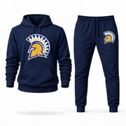 Men's San José State Hoodie Joggers Set - Navy digital placement mockup