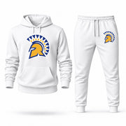 Men's San José State Hoodie Joggers Set - White digital placement mockup