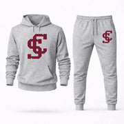 Men's Santa Clara Hoodie Joggers Set - Grey digital placement mockup