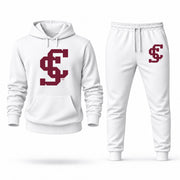 Men's Santa Clara Hoodie Joggers Set - White digital placement mockup