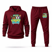 Men's Scooby-Doo Hoodie Joggers Set - Burgundy digital placement mockup