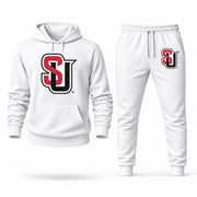 Men's Seattle U Hoodie Joggers Set - White digital placement mockup