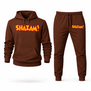 Men's Shazam Hoodie Joggers Set - Brown digital placement mockup